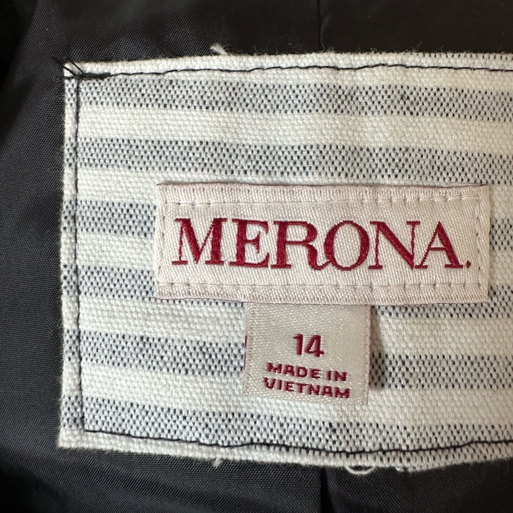 Merona Target Blazer Stripe Cotton Preppy Casual/Business Workwear White/Grey 14 - Picture 9 of 14